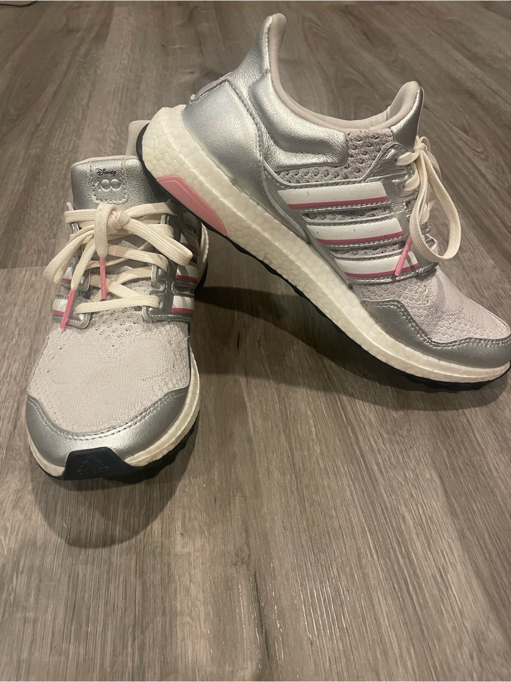 adidas Disney collaboration Silver and Pink Women's Athletic Sneakers